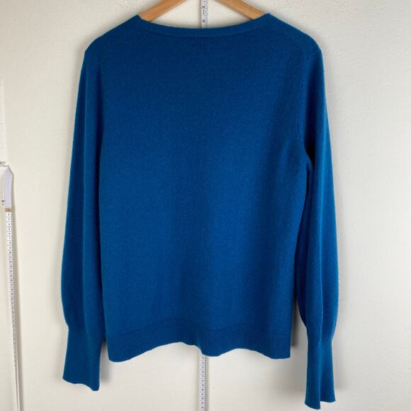 Talbots 100% Cashmere V Sweater Size XL Balloon Sleeve Pullover - Picture 6 of 10